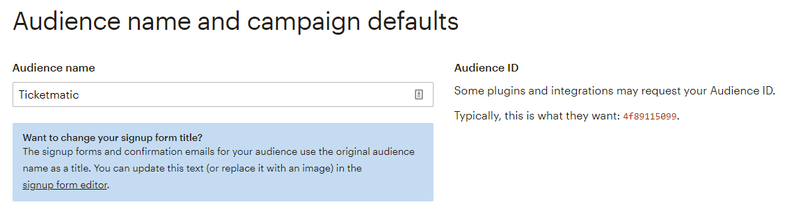 MailChimp List ID MailChimp List ID
